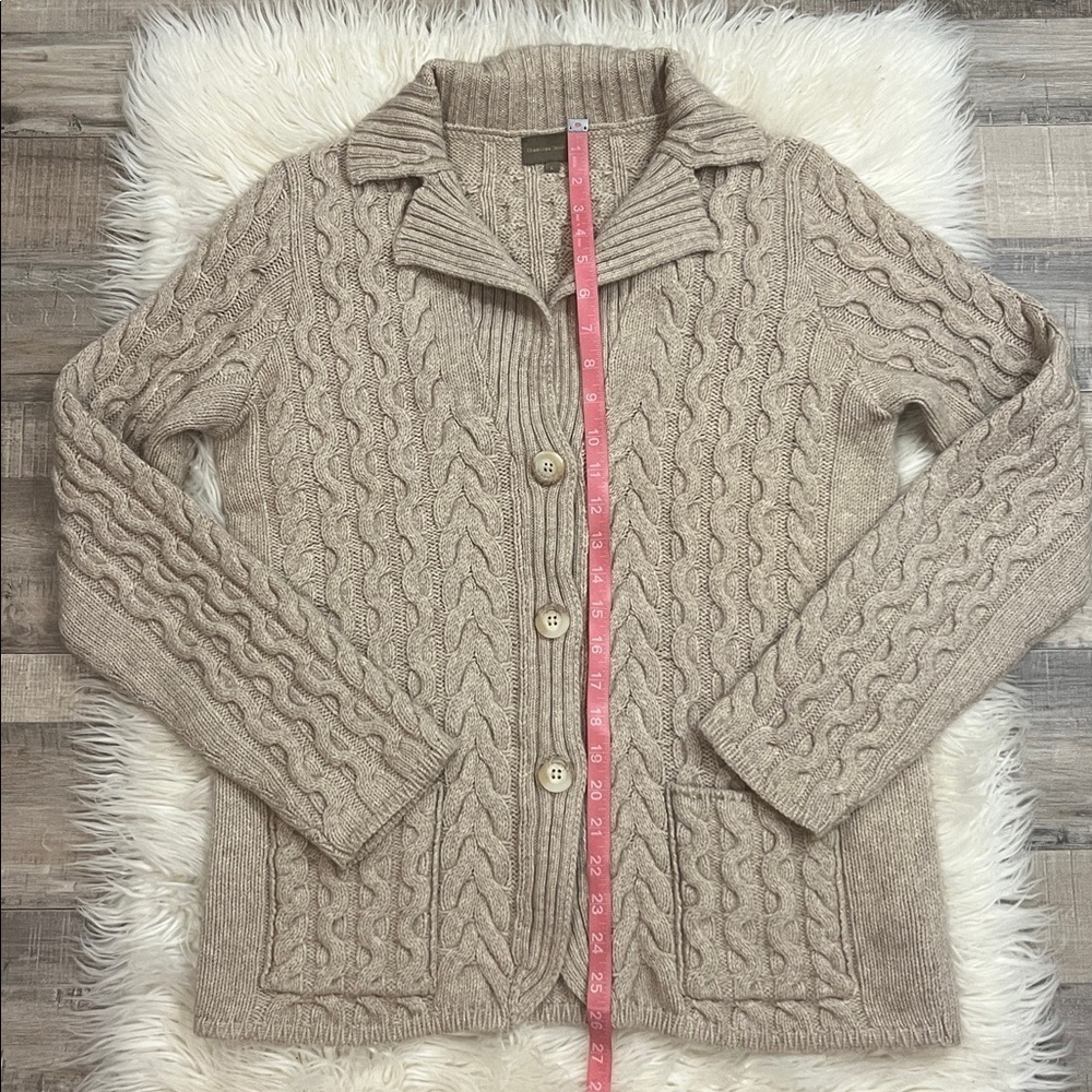 Mantovani Studio wool cashmere soft cable knit cardigan sweater L - Picture 9 of 9
